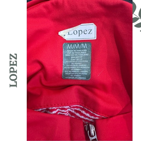 Lopez Women's Red White Zip-Up Short Sleeve Polo Top Contrast Print Size Medium - Picture 6 of 6